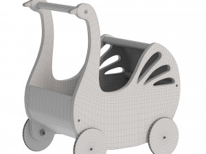 Sweet Wooden Swan Doll Stroller 3D Модель