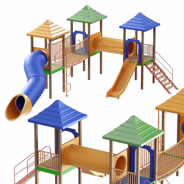 Childrens playground 02 3D Модель .c4d .max .obj .3ds .fbx .stl .blend 