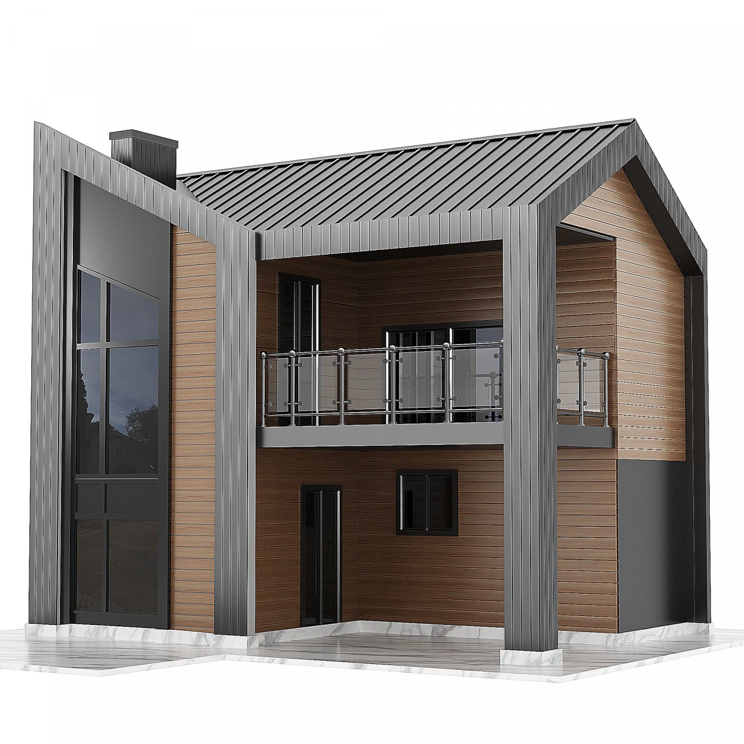 Contemporary House 01 3D Model .c4d .max .obj .3ds .fbx .stl .blend