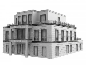 The exterior of the apartment building 02 3D Model