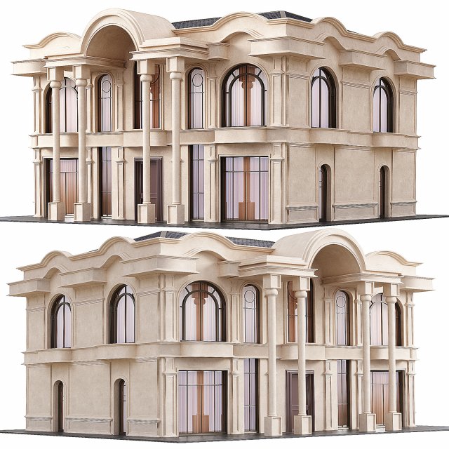 Two story modern house 4 3Dモデル .c4d .max .obj .3ds .fbx .stl .blend 