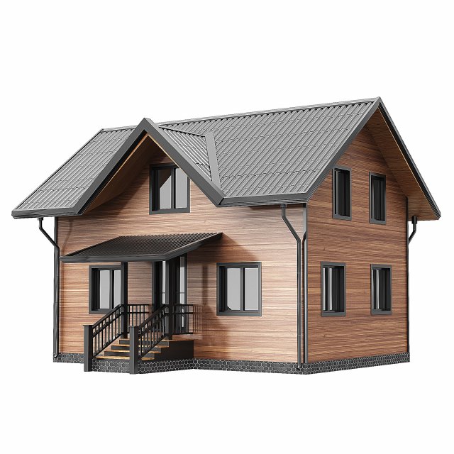 Wooden house 6 3D Модель .c4d .max .obj .3ds .fbx .stl .blend 
