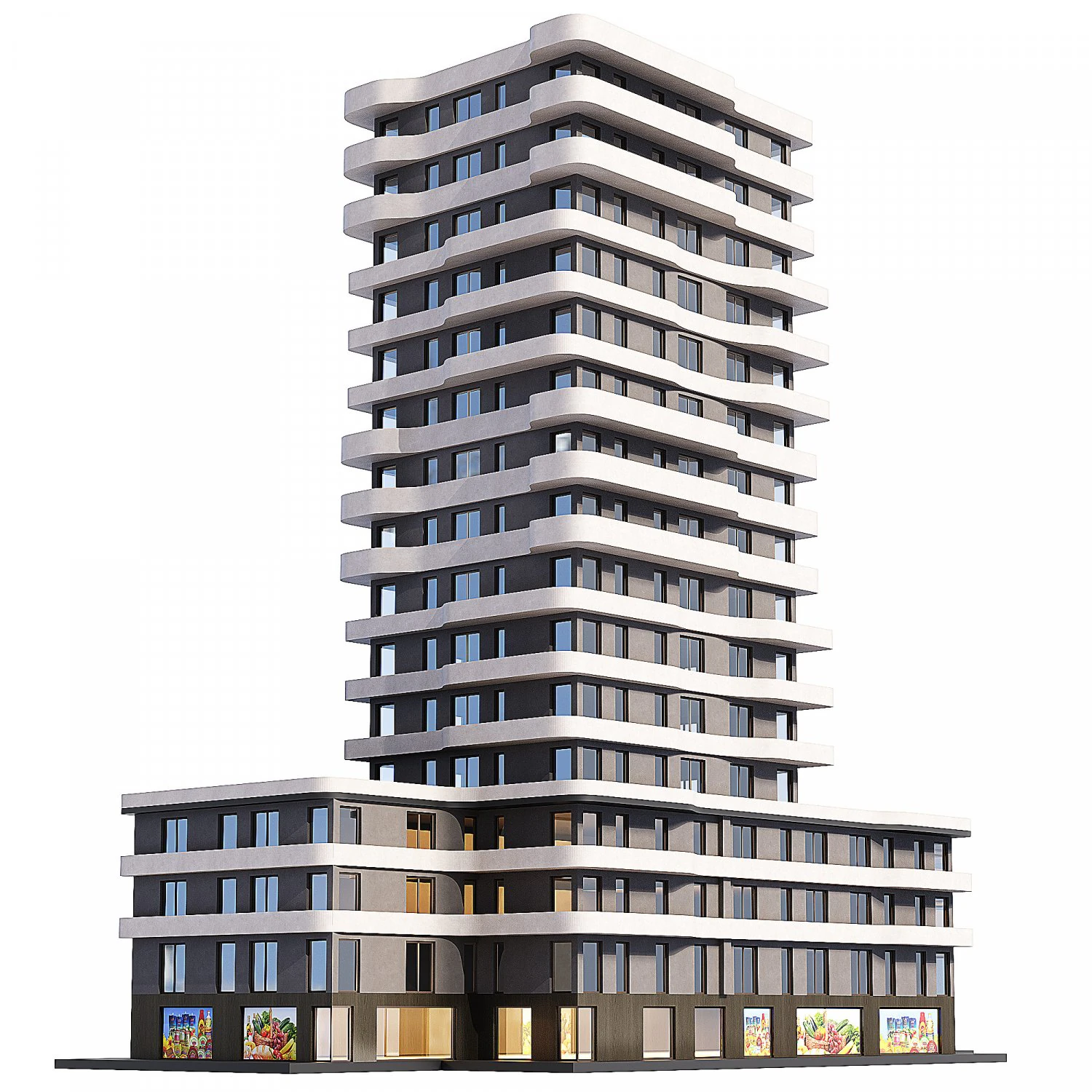 Multi storey modern house 10 3D Model .c4d .max .obj .3ds .fbx .stl .blend 