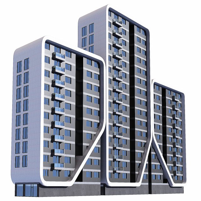 Multi storey modern high house 09 3D Modell .c4d .max .obj .3ds .fbx .stl .blend 