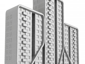 Multi storey modern high house 09 3D Modell