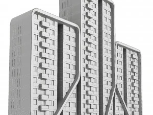 Multi storey modern high house 09 3D Model
