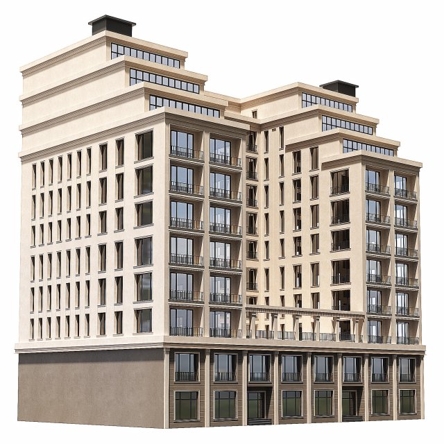 Multi storey modern house 08 3D Model .c4d .max .obj .3ds .fbx .stl .blend 