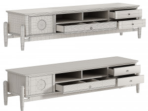 Walnut TV Stand Faux Marble 3D Модель