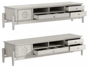 Walnut TV Stand Faux Marble 3D Model