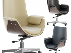 Серое кожаное современное кресло для домашнего офиса с обивкой 3D Модель