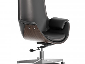 Gray Leather Modern Home Office Chair Upholstered Modelo 3D