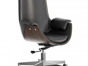 Gray Leather Modern Home Office Chair Upholstered 3D Model