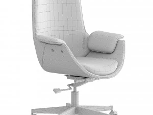 Gray Leather Modern Home Office Chair Upholstered 3D Model
