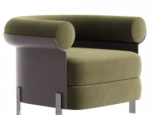 Modern Green Boucle Upholstered Accent Chair 3D Model