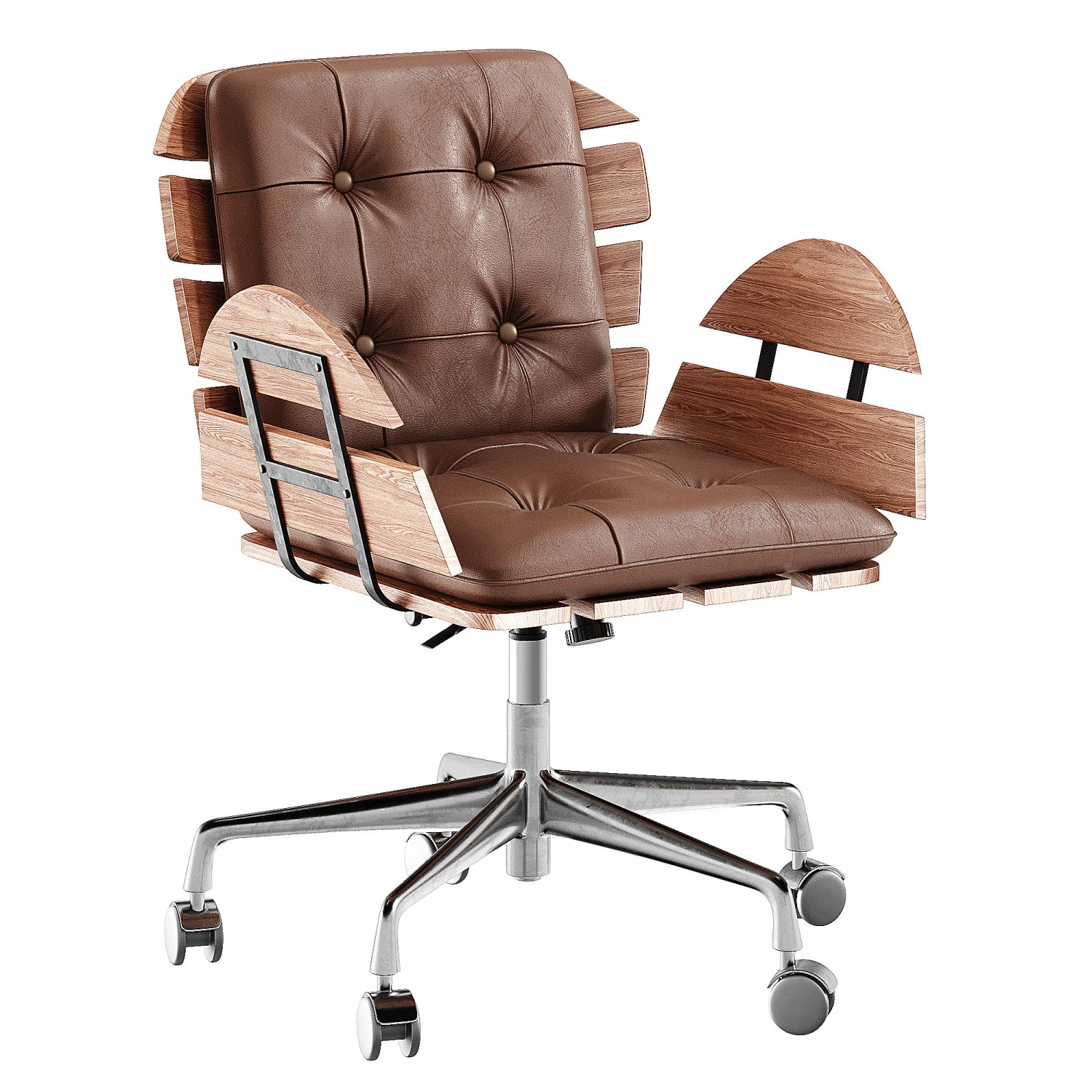 Brown Industrial Swivel Office Chair 3D Model .c4d .max .obj .3ds .fbx .stl .blend