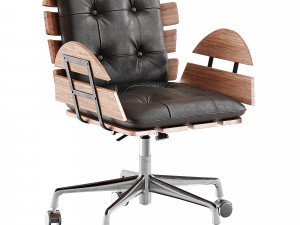 Brown Industrial Swivel Office Chair 3D 모델