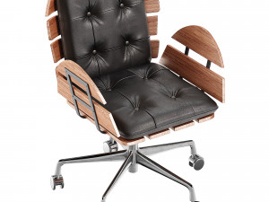 Brown Industrial Swivel Office Chair 3D 모델