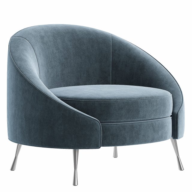 Blue Velvet Tub Chair 3D Model in Sofa 3DExport