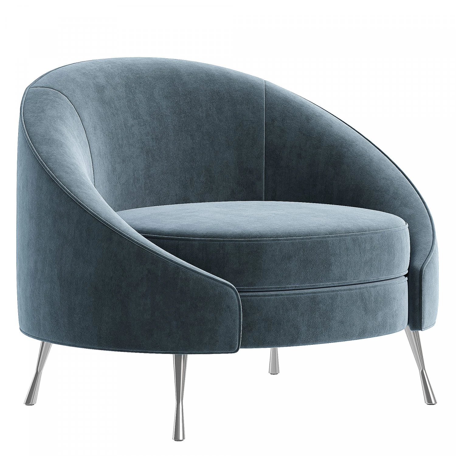 Blue Velvet Tub Chair 3D Model .c4d .max .obj .3ds .fbx .stl .blend 