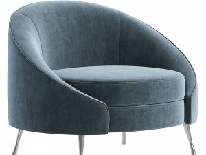 Blue Velvet Tub Chair Modèle 3D