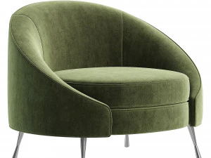 Blue Velvet Tub Chair 3D Model