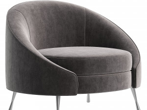 Blue Velvet Tub Chair 3D Model