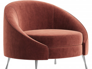 Blue Velvet Tub Chair 3D Model