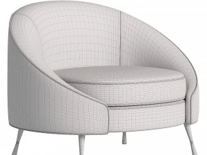 Blue Velvet Tub Chair 3D Model