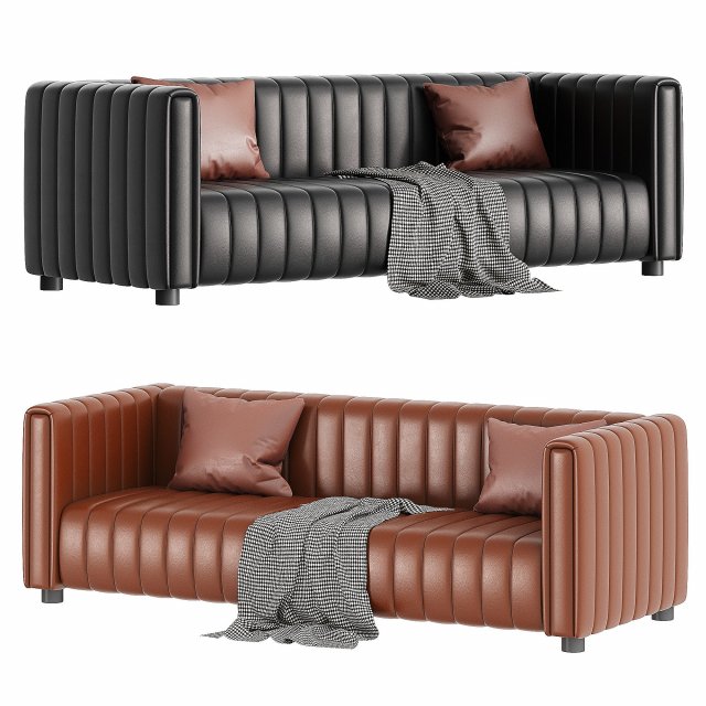 Sarita Genuine Leather Sofa 3D Модель .c4d .max .obj .3ds .fbx .stl .blend 