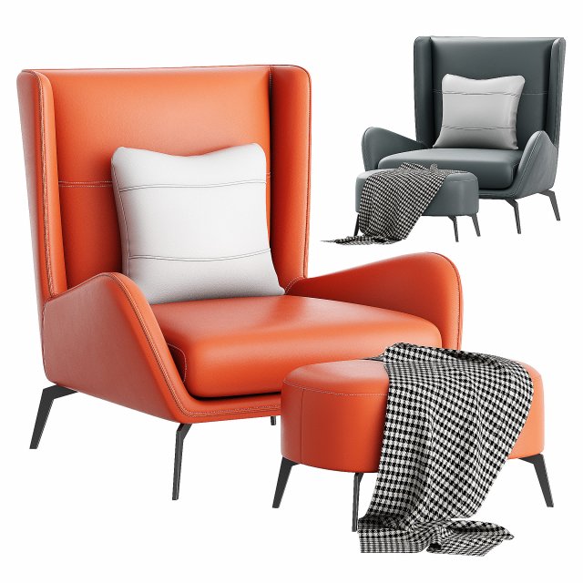 Capri Fabric Lounge Chair 3D Model .c4d .max .obj .3ds .fbx .stl .blend 