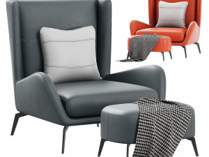 Capri Fabric Lounge Chair 3D Model