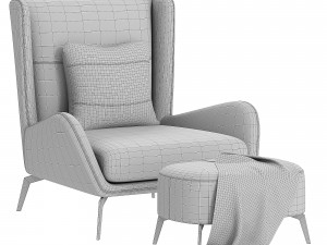Capri Fabric Lounge Chair 3D Model
