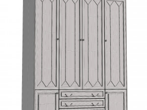 Door bookcase in Antique color 3D Model