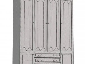 Door bookcase in Antique color 3D Model