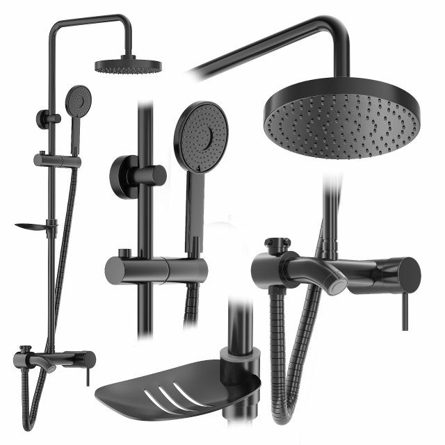 Shower Set REA LUIS Black Modello 3D .c4d .max .obj .3ds .fbx .stl .blend 