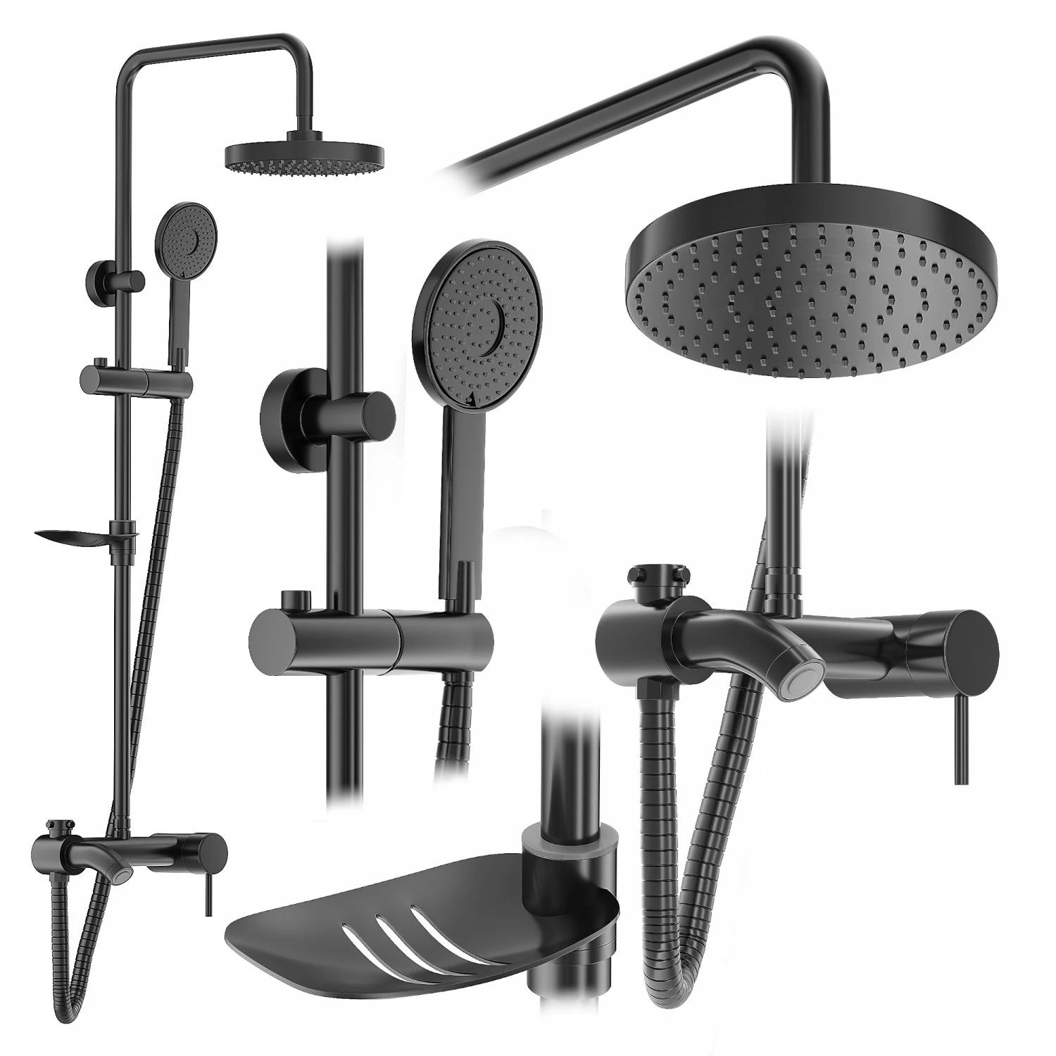 Shower Set REA LUIS Black 3D Model .c4d .max .obj .3ds .fbx .stl .blend 