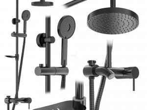 Shower Set REA LUIS Black 3D मॉडल