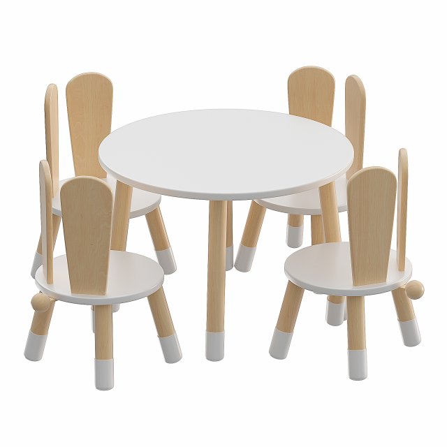 CHILDRENS TABLE AND CHAIR BUNNY Modèle 3D .c4d .max .obj .3ds .fbx .stl .blend 