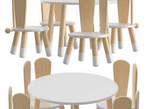 CHILDRENS TABLE AND CHAIR BUNNY Modèle 3D