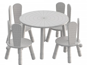 CHILDRENS TABLE AND CHAIR BUNNY Modèle 3D