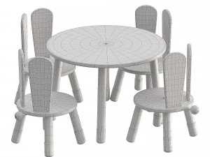 子供用テーブルと椅子のバニー 3Dモデル