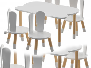 CHILDRENS TABLE AND CHAIR BUNNY 3D Model