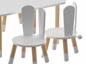 CHILDRENS TABLE AND CHAIR BUNNY 3D Model