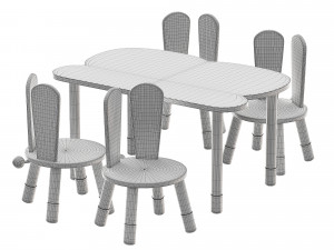 CHILDRENS TABLE AND CHAIR BUNNY 3D Model