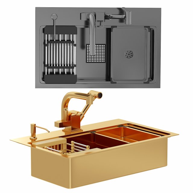 Kitchen Sink Double Modelo 3D .c4d .max .obj .3ds .fbx .stl .blend 