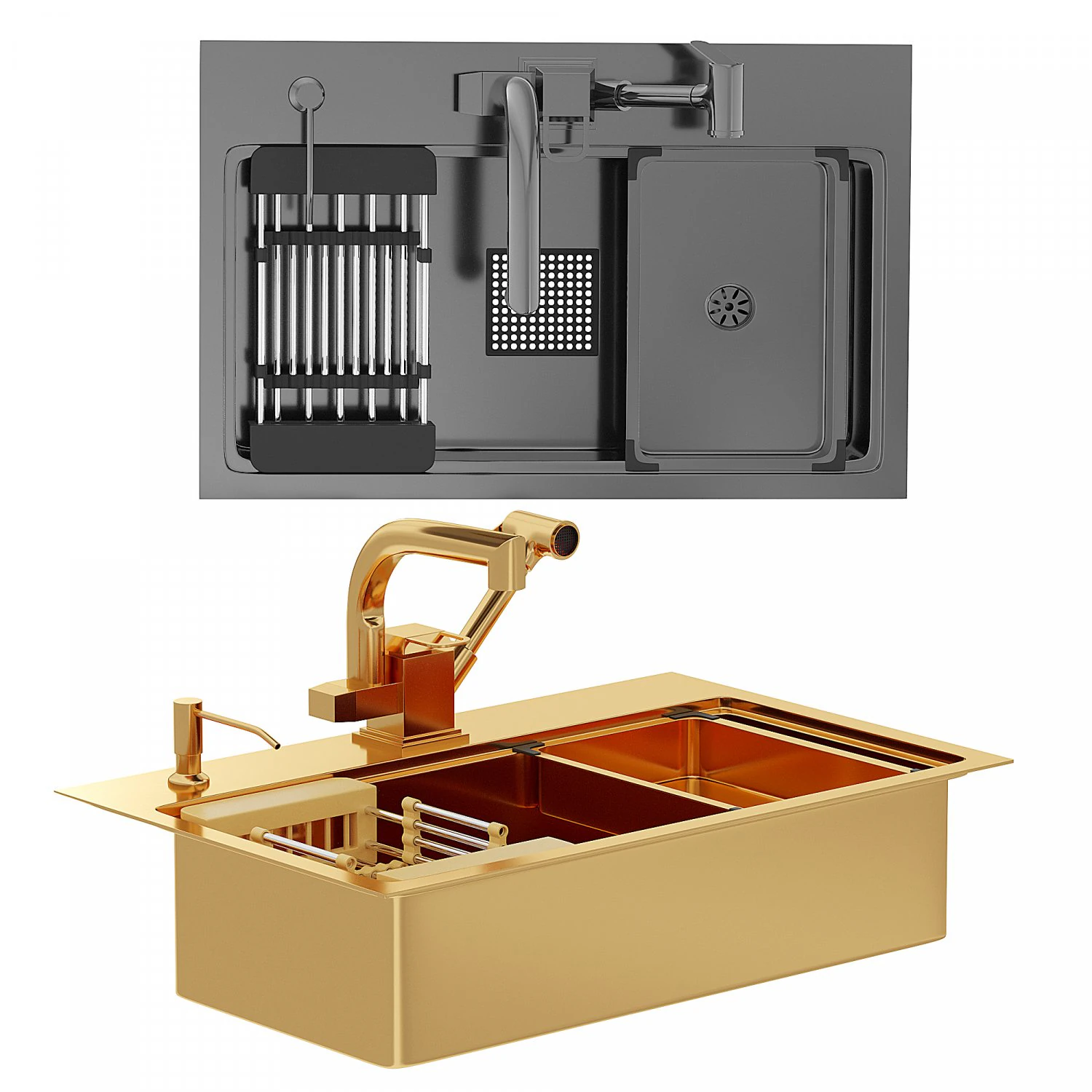 Kitchen Sink Double 3D Model .c4d .max .obj .3ds .fbx .stl .blend 