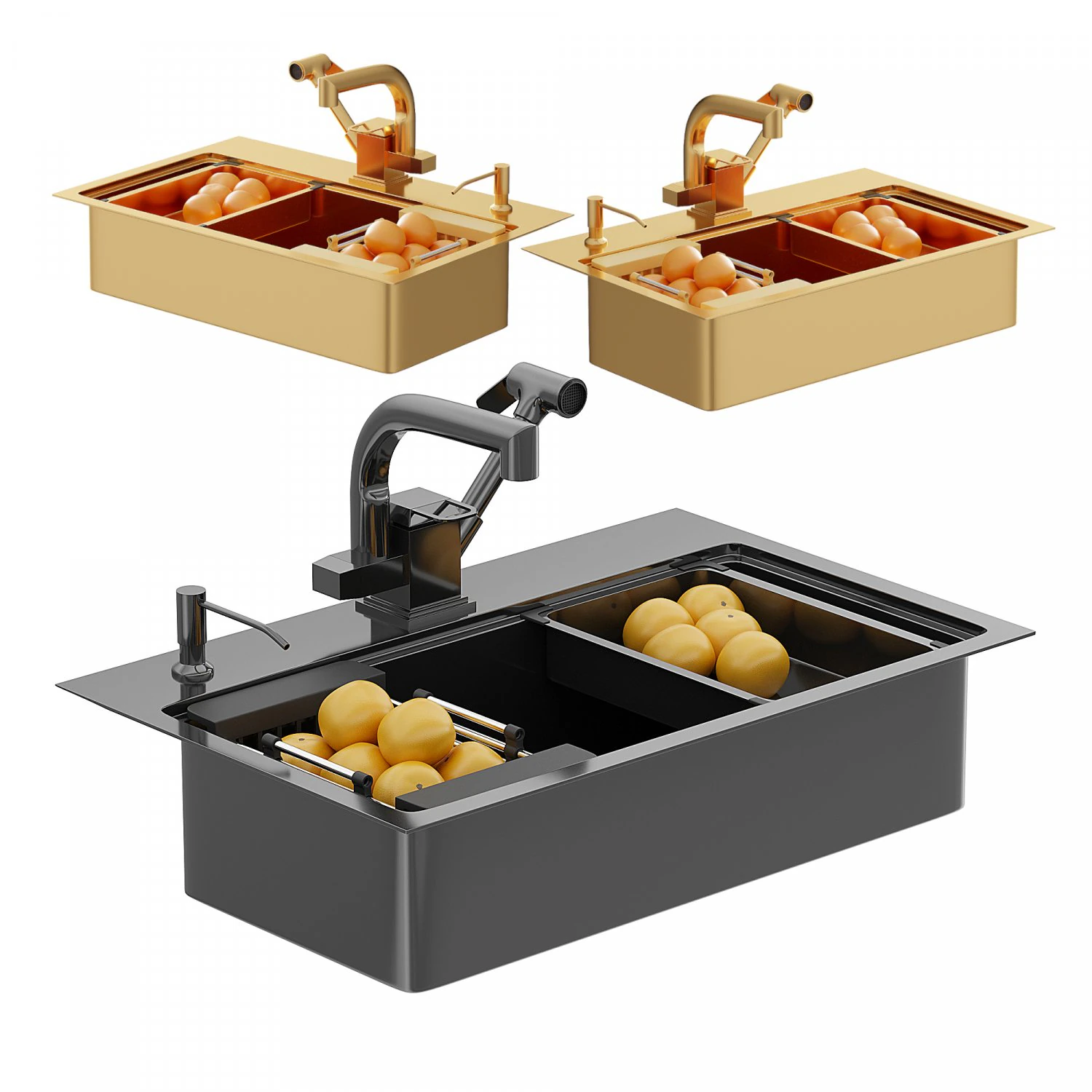 Kitchen Sink Double 3D Model .c4d .max .obj .3ds .fbx .stl .blend