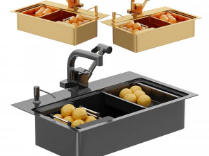 Lavello da cucina doppio Modello 3D