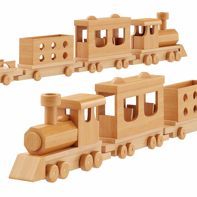TRAIN LOCOMOTIVE AND CARS 3D Модель .c4d .max .obj .3ds .fbx .stl .blend