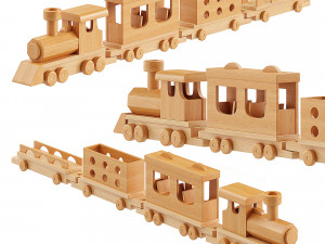 TRAIN LOCOMOTIVE AND CARS 3D Модель